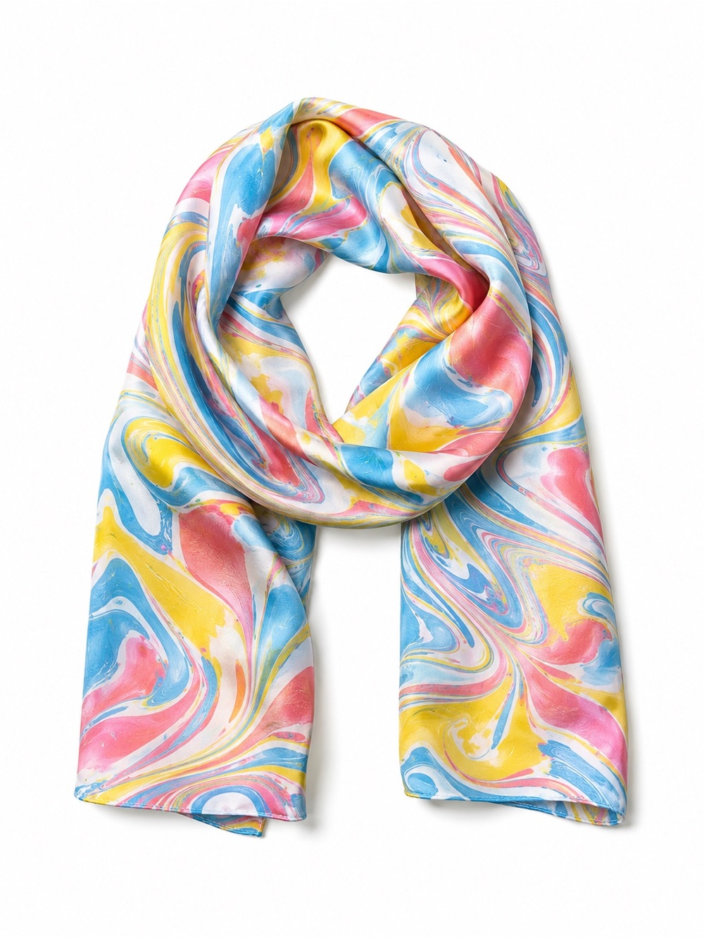 Blue Ivy 100% Silk Marble Print Scarf Luxury Summer Wrap Shawl NWT